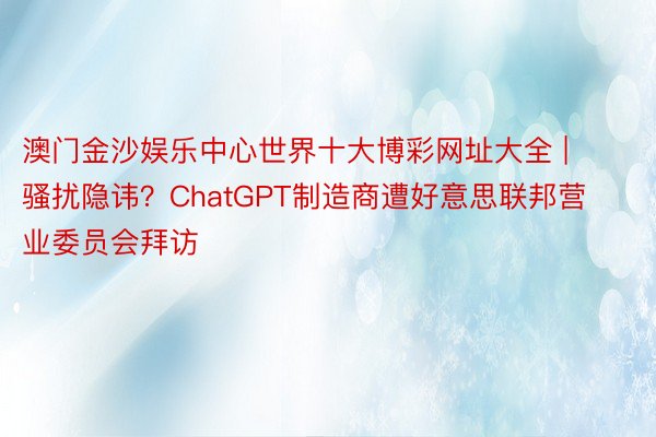 澳门金沙娱乐中心世界十大博彩网址大全 | 骚扰隐讳？ChatGPT制造商遭好意思联邦营业委员会拜访