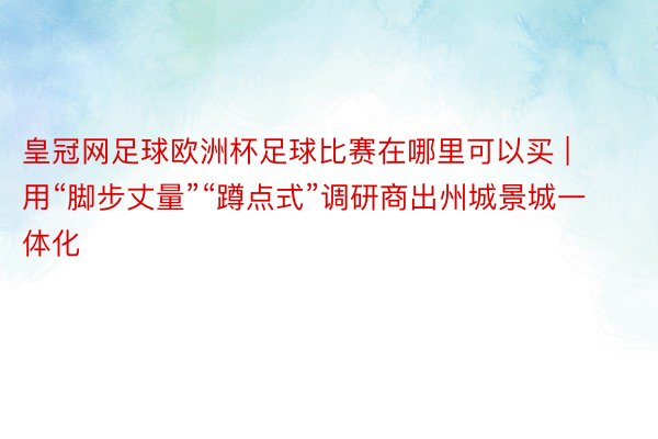 皇冠网足球欧洲杯足球比赛在哪里可以买 | 用“脚步丈量”“蹲点式”调研商出州城景城一体化