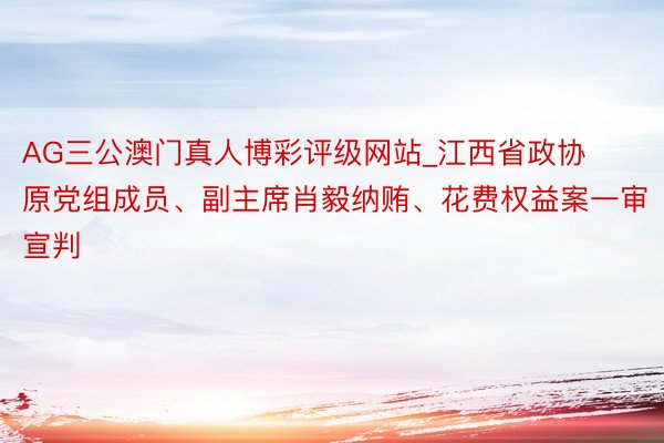 AG三公澳门真人博彩评级网站_江西省政协原党组成员、副主席肖毅纳贿、花费权益案一审宣判