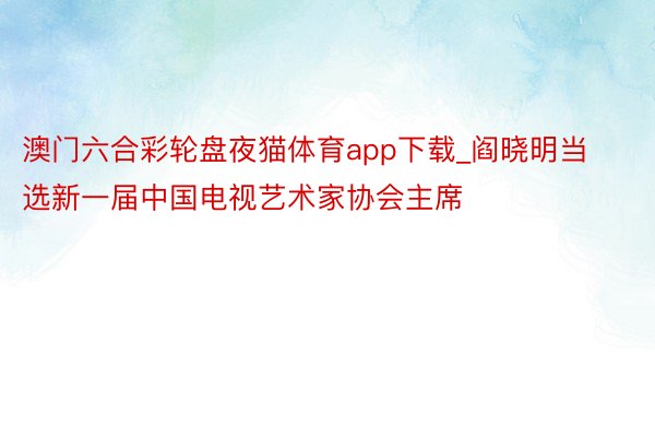 澳门六合彩轮盘夜猫体育app下载_阎晓明当选新一届中国电视艺术家协会主席