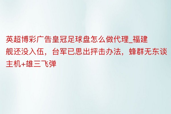 英超博彩广告皇冠足球盘怎么做代理_福建舰还没入伍，台军已思出抨击办法，蜂群无东谈主机+雄三飞弹